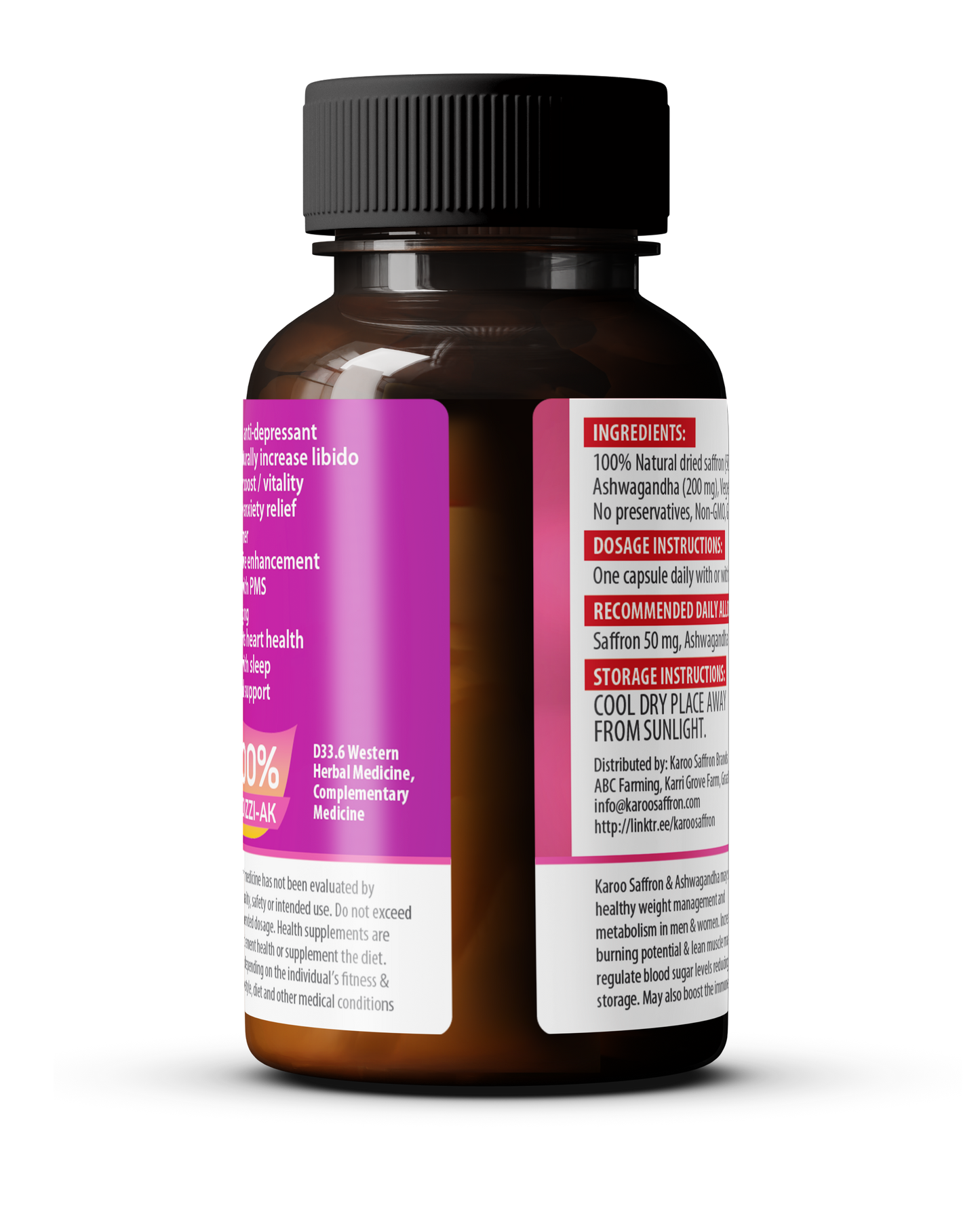FEMALE: 60 capsules Pure Saffron & Ashwagandha