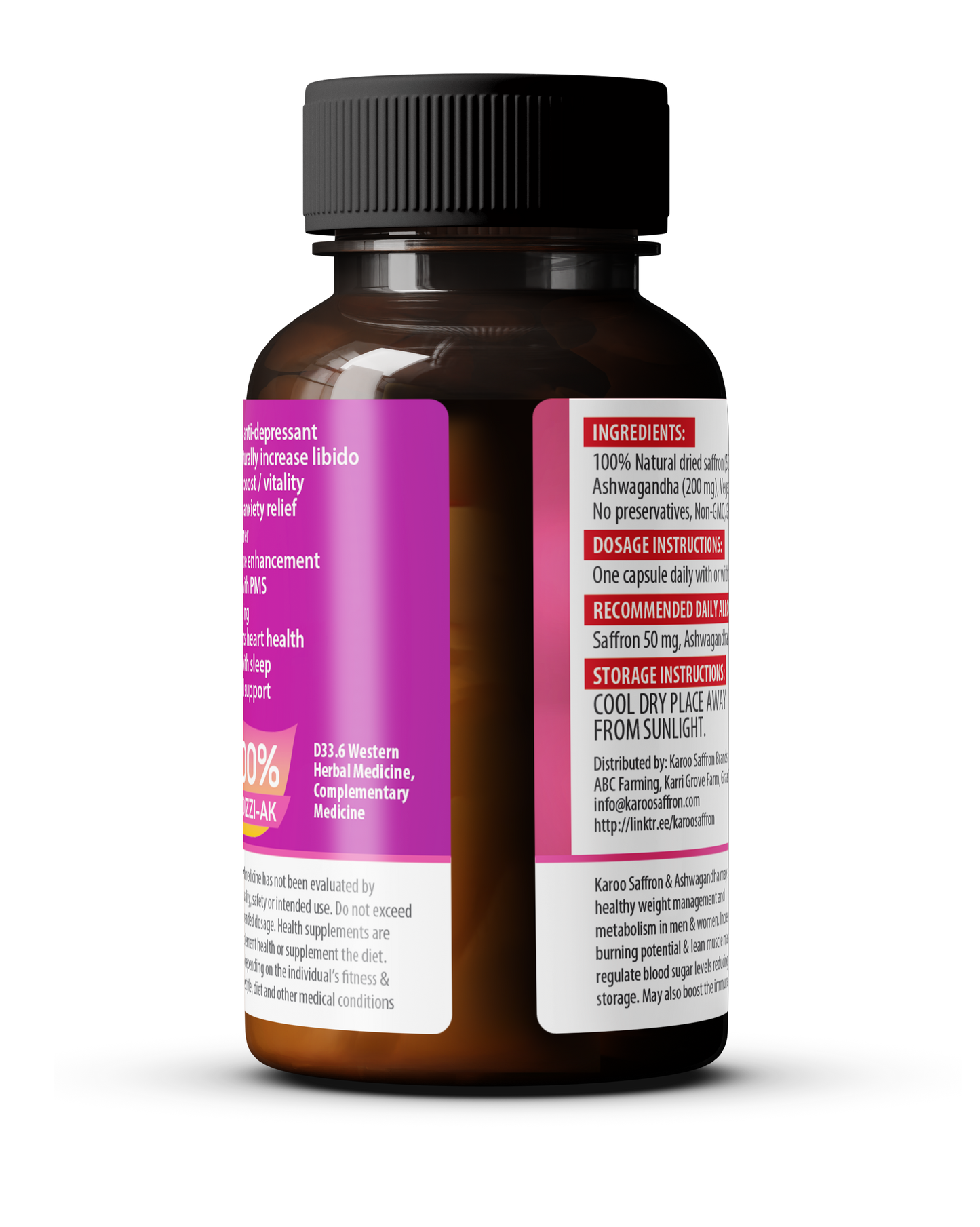FEMALE: 30 capsules Pure saffron & Ashwagandha
