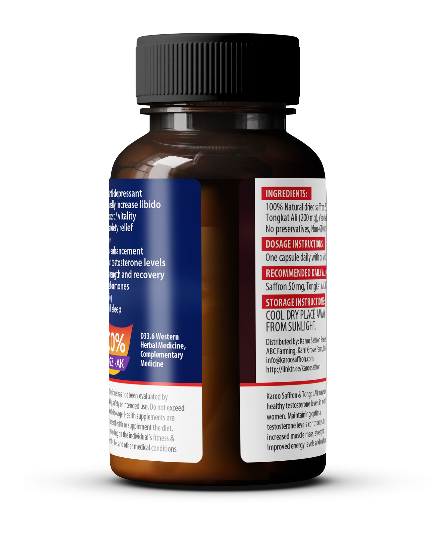 MALE: 30 capsules Pure saffron & Tongkat Ali