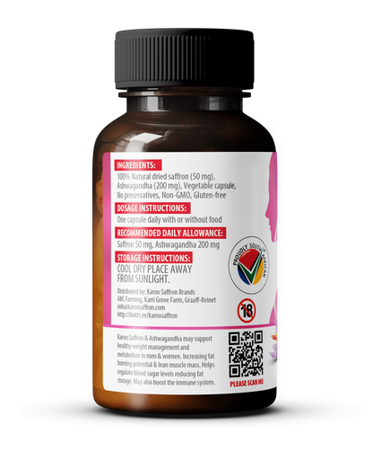 FEMALE: 60 capsules Pure Saffron & Ashwagandha